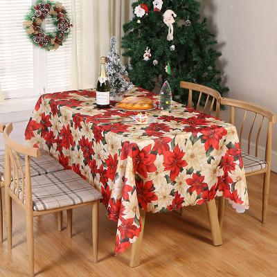 China High Quality Oilproof Christmas Printed PVC Polyester Rectangular Table Cloth For Home Decorate for sale