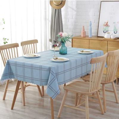 China Custom modern home dining table style plaid Oliproof PVC tablecloth printing waterproof tablecloth for sale