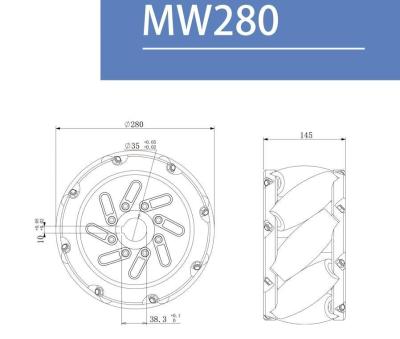 China 11 inch 280mm zwaar werk Mecanum wiel Te koop