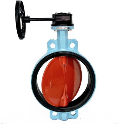 China WAFER TYPE Cast Iron BUTTERFLY VALVE General Good Quality PN16 Worm Gear Price for sale