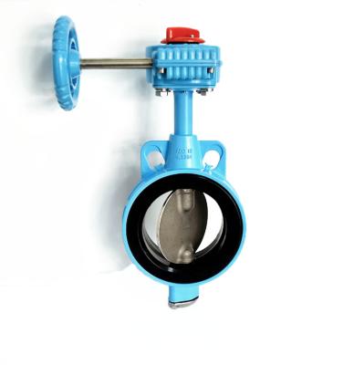 China General good quality WORM GEAR WAUFER TYPE SUPPORTED ALUMINUM alloy BUTTERFLY VALVE price for sale