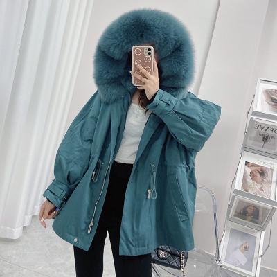 China High Quality Fur Jacket Winter Fox Fur Parka Women Fashion Rabbit Fur Coating Fur Parkas for sale