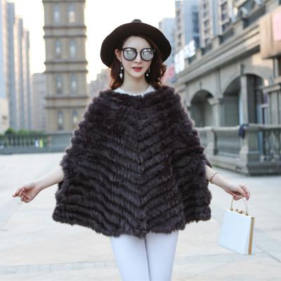 China Real Fur Capes Party Shawl Winter Fashion Style Knitted Real Fur Shawl 2021 New Real By Female Rabbit for sale