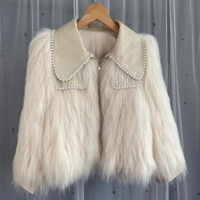 China Anti-wrinkle Girls Fashion New Real Raccoon Fur Jacket Winter Knitted Raccoon Fur Coat for sale