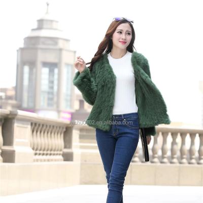 China Anti-wrinkle Fashion Rabbit Fur Coat Women Short Thick Knitted Rabbit Winter Women Fur Jackets for sale