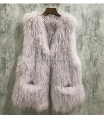 China Breathable Fashion Classic Style Hand Knitted Real Raccoon Fur Vest Women 100% Real Raccoon Fur Vest Women for sale