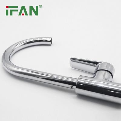 China Thermostatic Faucets IFAN Wholesale Brass Kitchen Faucet Hot Cold Water Tap Modern Mixer Deck Mounted Kitchen Sink Faucet for sale