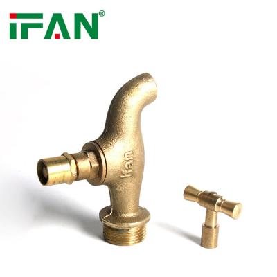 China Modern IFAN High Pressure Durable Forged 1/2 3/4 Inch Brass Water Taps Copper Faucets Garden Bibcock for sale