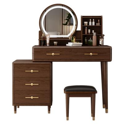 China Modern Simple Solid Wood Dresser Bedroom Dresser Table (Other) New Chinese Style Adjustable With Mirrored Light Storage Cabinet Built-in Dresser for sale