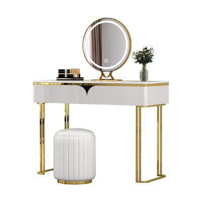 China Assembly Required OEM Manufacturing Supplier Vanity Table With Led Makeup Light Mirror Wood Dressing Table In Bedroom for sale