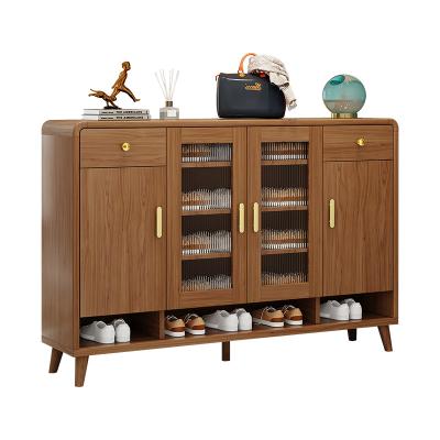 China Modern wood, simple, multi-functional, solid convertible, new Chinese shoe cabinet, hanger, household built-in door for sale