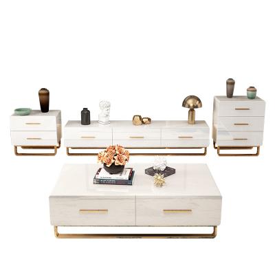 China New light painting high quality light painting TV coffee table light luxury luxury combination foldable set living room coffee table storage table for sale