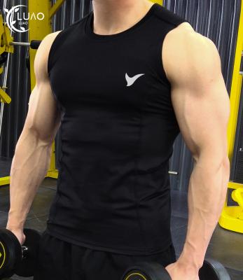 China Hot Selling Men's Wicking Vest Fitness Wear Breathable Sleeveless T-Shirt Moisture Quick Dry For Gym Training Jogging Tank Top for sale