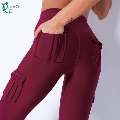 China Breathable Women Yoga Pants Plus High Waist Fitness Ladies Yoga Gaiters Pants With Pocket for sale