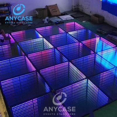 China Wedding Party Event Decoration RGB Video Led Optical 3d Illusion Mirror Dance Floor To Wedding Decoration for sale