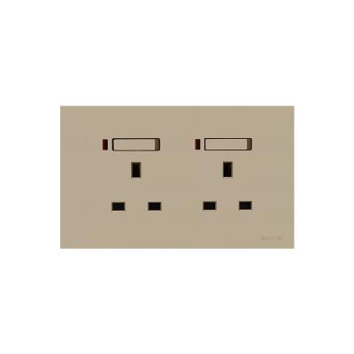 China Double 13A Switched Socket Rose Gold Color UK Standard Wall Switch Socket M6G060 for sale