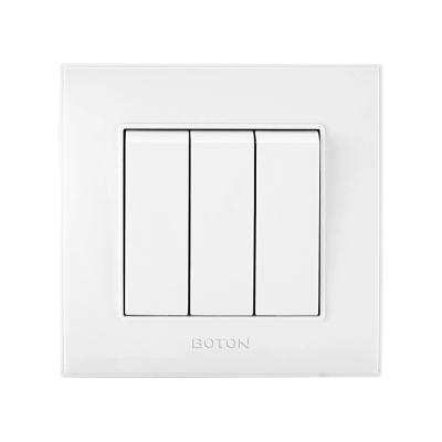 China 3 Gang 2 Way Switch 10A 250V British Standard Flush Mount PC Panel Wall Switch Q1W008 for sale