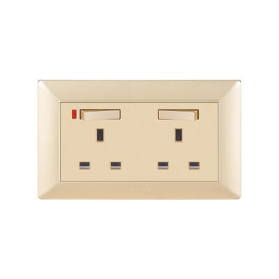 China UK BS Champagne Two Pole Flush Socket Q3 Type Wall Switch Socket Q3G062 for sale