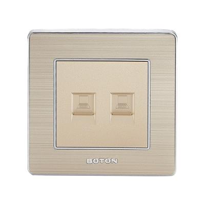 China Double Computer Socket Champagne Aluminum Panel Wall Switch Q6C038 for sale