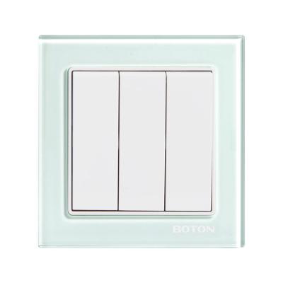 China G9 Series 3 Strip Switch Green Color Glass UK Standard Wall Switch 86X88MM for sale