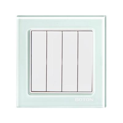 China G9 Series 4 Strip Switch Green Color Glass UK Standard Wall Switch 86X88MM for sale