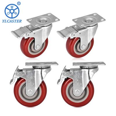 China Flat Free Amazon Supplier 3 Inch Medium Duty Lockable Caster Wheels Swivel Casters With Brake For Furniture for sale