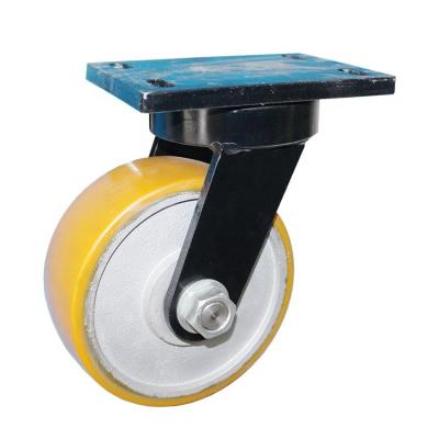 China PIVOT Solid Steel 100mm 125mm PU Caster Wheel Heavy Duty 1 Ton PU Caster Wheel for sale