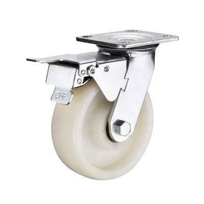 China Machinery Wholesale Galvanized White Nylon Caster Wheels 6inch For Industrial for sale