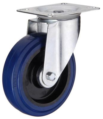 China Silent Industry Caster Wheels M8 Threaded Rod Elastic Rubber Swivel Wheel for sale