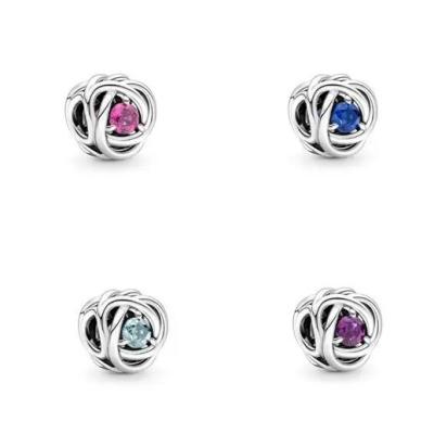 China CLASSIC Wholesale 925 Sterling Silver Eternity Circle Charm Birthstone Bead Fit Bracelet DIY Clear Pink Blue Red Stone Making for sale