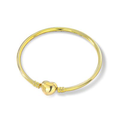 China 925 custom made TRENDY Logo Bangle Bracelet For Charm DIY heart clasp plated by Sterling Silver Polished Bangle Gold for sale