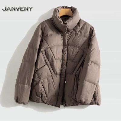 China JANVENY Waterproof Duck Down Coat Women Casual Pocket Spring Warm 2022 Basic Jacket 90% White Slim Thin Ultra Light Simple Stylish Fashion for sale