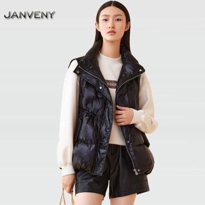 China JANVENY's New Autumn Winter Puffer Vest Women Light Weight Slim Luxury Waterproof 90% Duck Down Soft Sleeveless Waistcoat White Outwear for sale