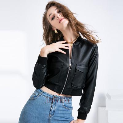 China Autumn Short Knit Stitching Faux Leather Coat Women's Motorcycle Soft Pu Jacket Fashion Baseball Suit New Spring QUICK DRY for sale