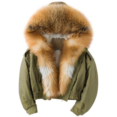 China 2020 Newest Luxury Women Real Lamb Fur Coating Red Fox Fur Collar Vogue Shorts Breathable Detachable Durable Fur Parka for sale