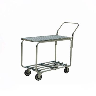 China Steel Rolling Push Handle Tool Two Shelf Low Shelf Mobile Trolley Trolley For Sale for sale