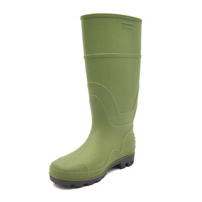 China Lightweight Green High Heels Waterproof Safety PVC Chemical Resistant Steel Toe Rain Boot For Agriculture for sale