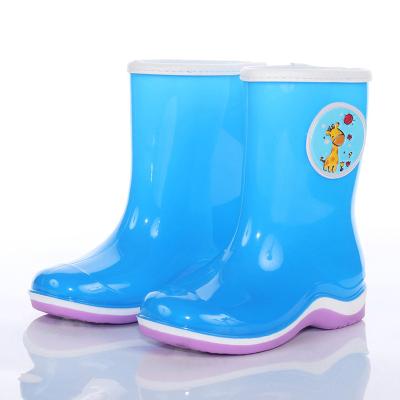 China Floral Design Kids Color Lightweight Fashionable Blue Working Rain Boots for sale