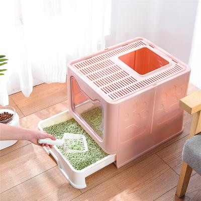 China Sustainable Hot Selling Plastic Indoor Pet Cat Litter Box Toilet Cat Litter Box for sale