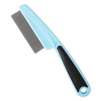 China New Viable Hair Comb Stainless Steel Dog Brush Pet Grooming Eliminating Comb With Plastic Handle for sale