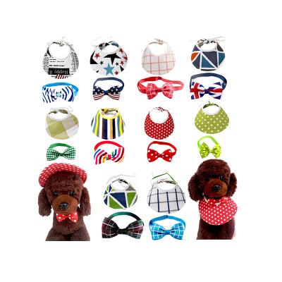 China Viable Wholesale Pet Accessories Pet Sun Hat Bow Tie Pet Collar Dog Bow Tie Multicolor Custom for sale