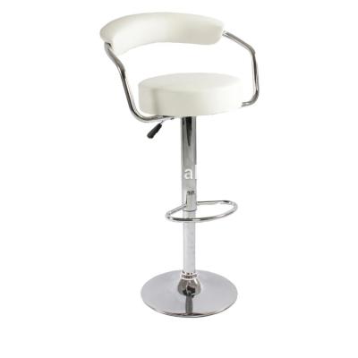 China White Leather Seat Chrome Base Modern Round Base Leisure Bar Stool Counter Umpire Chair For Bar Club Office for sale