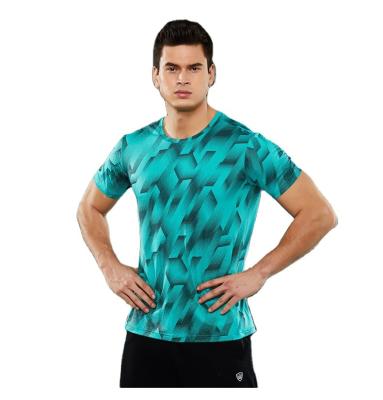 China European and American men's summer new printing Anti-wrinkle breathable sleeve leisure geometric short sports men's breathable T-shirt for sale