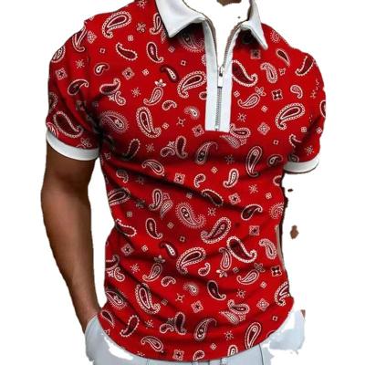 China 2022 New And American Spring Zipper/Summer Men's Polo Shirt European Anti-wrinkle Thin Collar Printed Men's Short Sleeves for sale