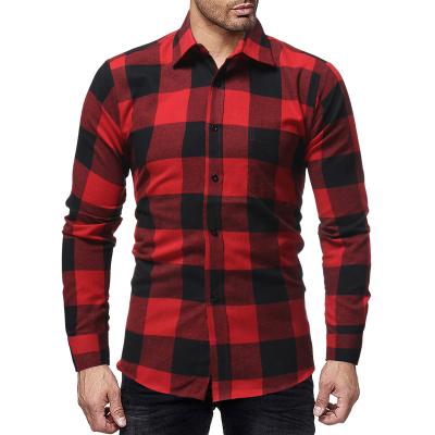 China Korean new spring and autumn fashion plaid men's long sleeve leisure shirt thin shirt men's anti-pilling business shirt for sale