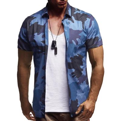 China 2022 Men's Anti-pilling Fashion Camouflage Style Short Sleeve Casual Cardigan Shirt for sale