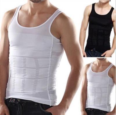 China European and American men's QUICK DRY body shaping vest fitness vest corset body tight stretch tight sports vest for sale