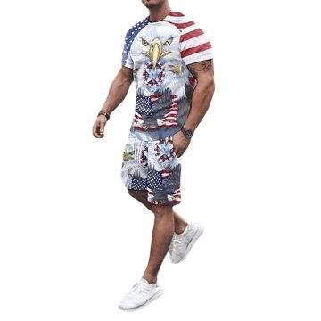 China Anti-wrinkle summer new printed short sleeve 3D men's shorts suit men's and women's leisure beach pants for sale