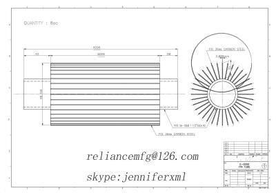 China Der Flossen-36ES Längsrippenrohre des Kohlenstoffstahl-SA106B, 19mm Höhe zu verkaufen