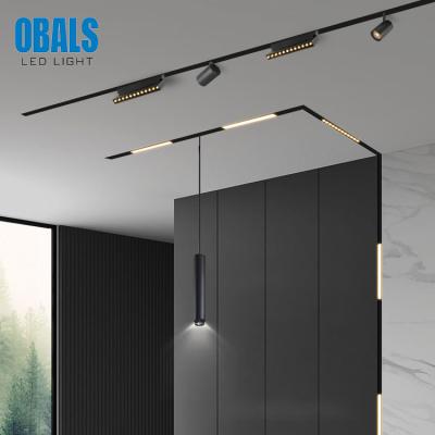 China OBALS Modern Focus Lamp Light Fixtures Surface Spotlights Linear Magnetic Rail COB Led Track Mounted Lamp for sale